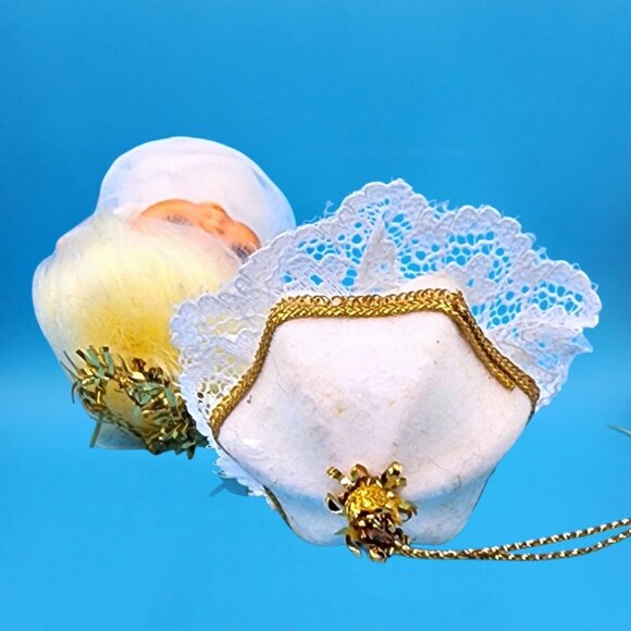 Pixie Angel Ornament Tulle Wings Parasol Lace Trim 1960s Japan Sleepy Eyes - Picture 7 of 9